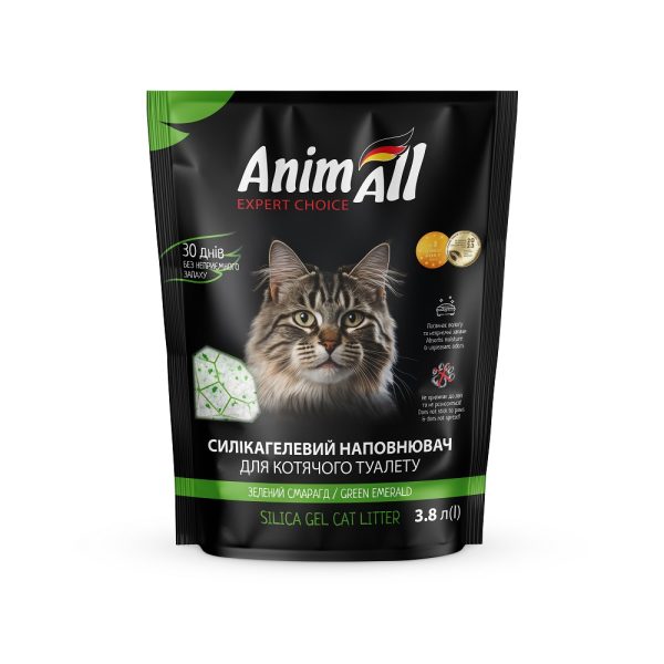 Силікагелевий наповнювач AnimAll Кристали смарагду, для котів, 3.8 л (1.6 кг)