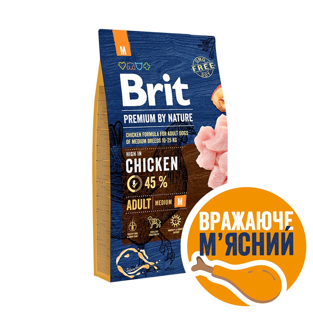 Brit Premium Dog Adult M для дорослих собак середніх порід, з куркою