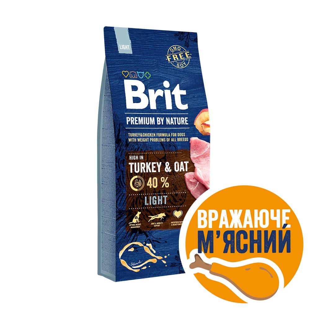 Brit Premium Dog Light для собак із зайвою вагою, з індичкою