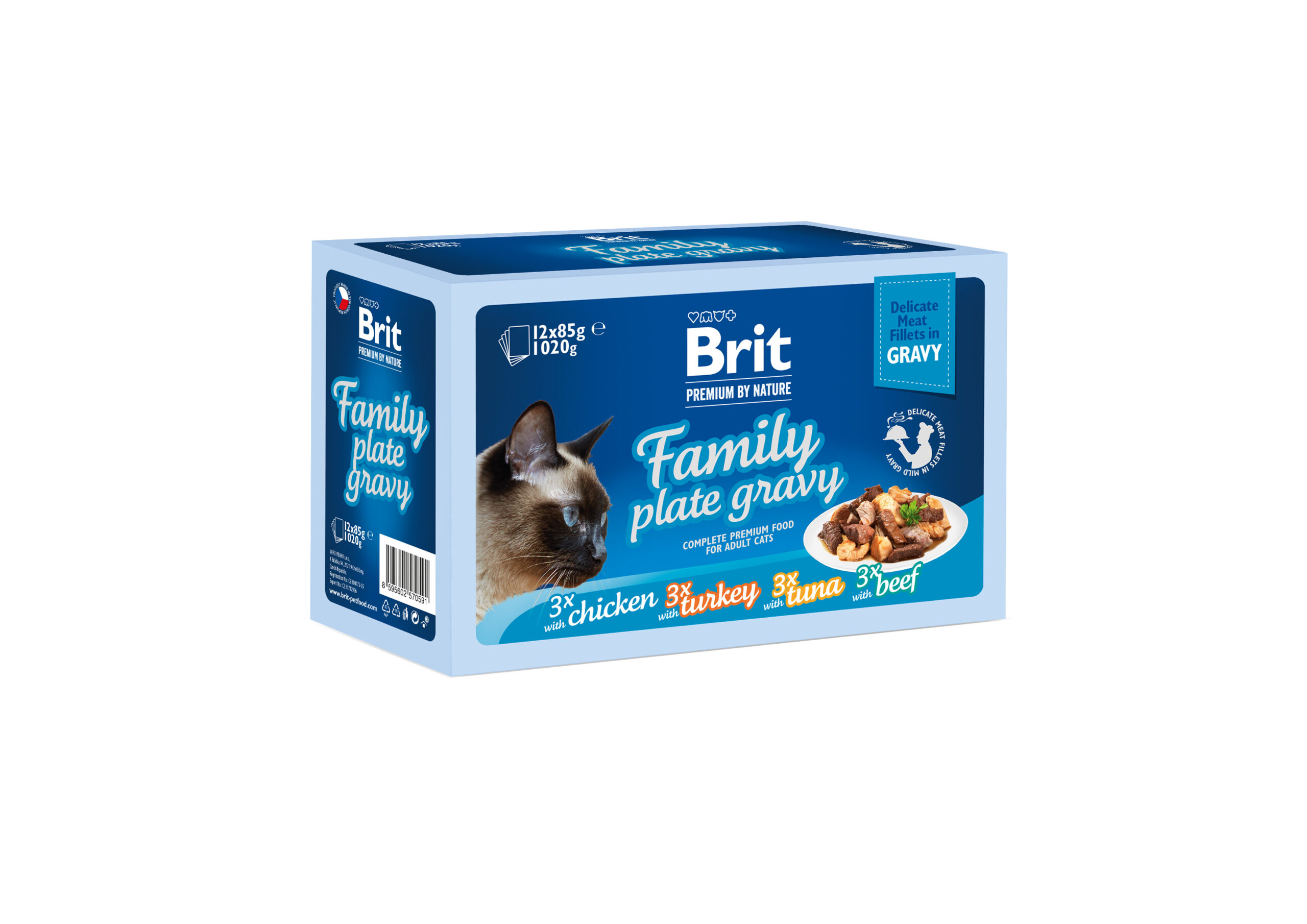 Brit Premium Delicate Fillets in Gravy Family Plate для котів Сімейна тарілка в соусі 12 шт, 85 г