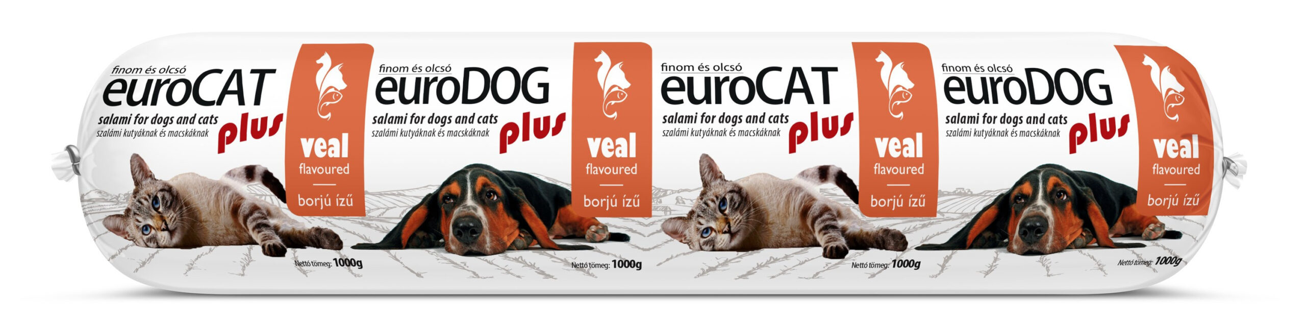 EuroDog/EuroCat Salami PLUS Veal для собак і котів салямі з телятиною 1 кг