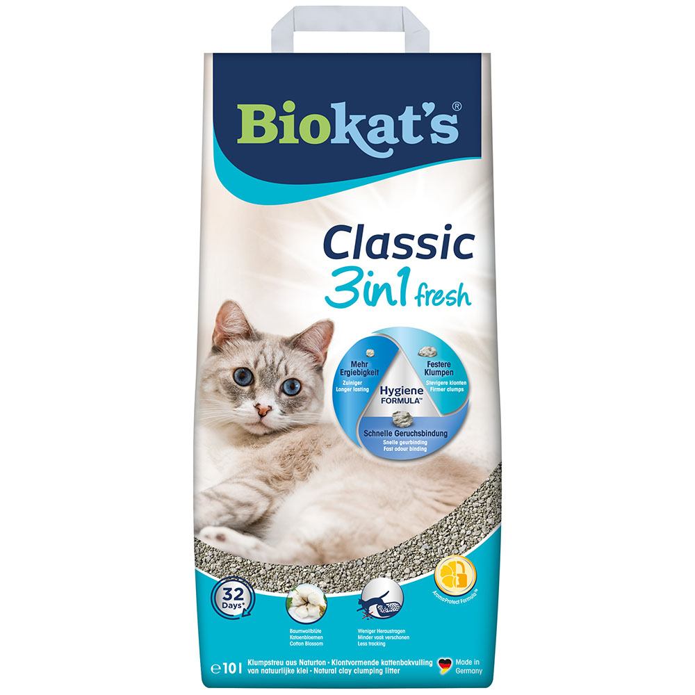 Biokats Classic Fresh 3in1 Cotton Blossom для котячого туалету, бентонітовий, 10 кг