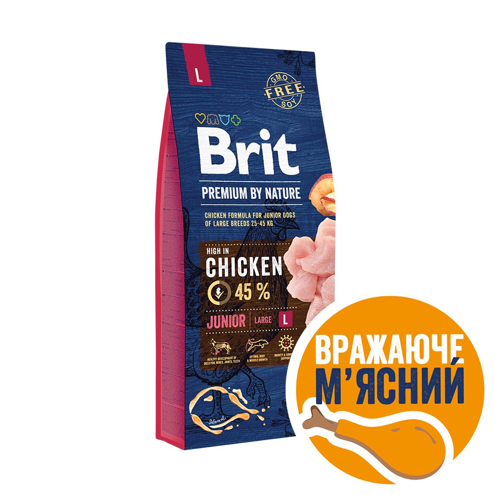 Brit Premium Dog Junior L для цуценят та юніорів великих порід, з куркою
