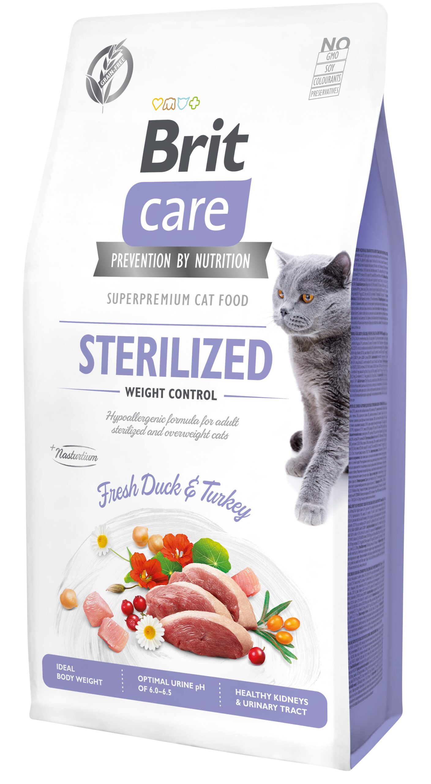 Brit Care Cat GF Sterilized Weight Control для стерилізованих котів з надмірною вагою, качка та індичка