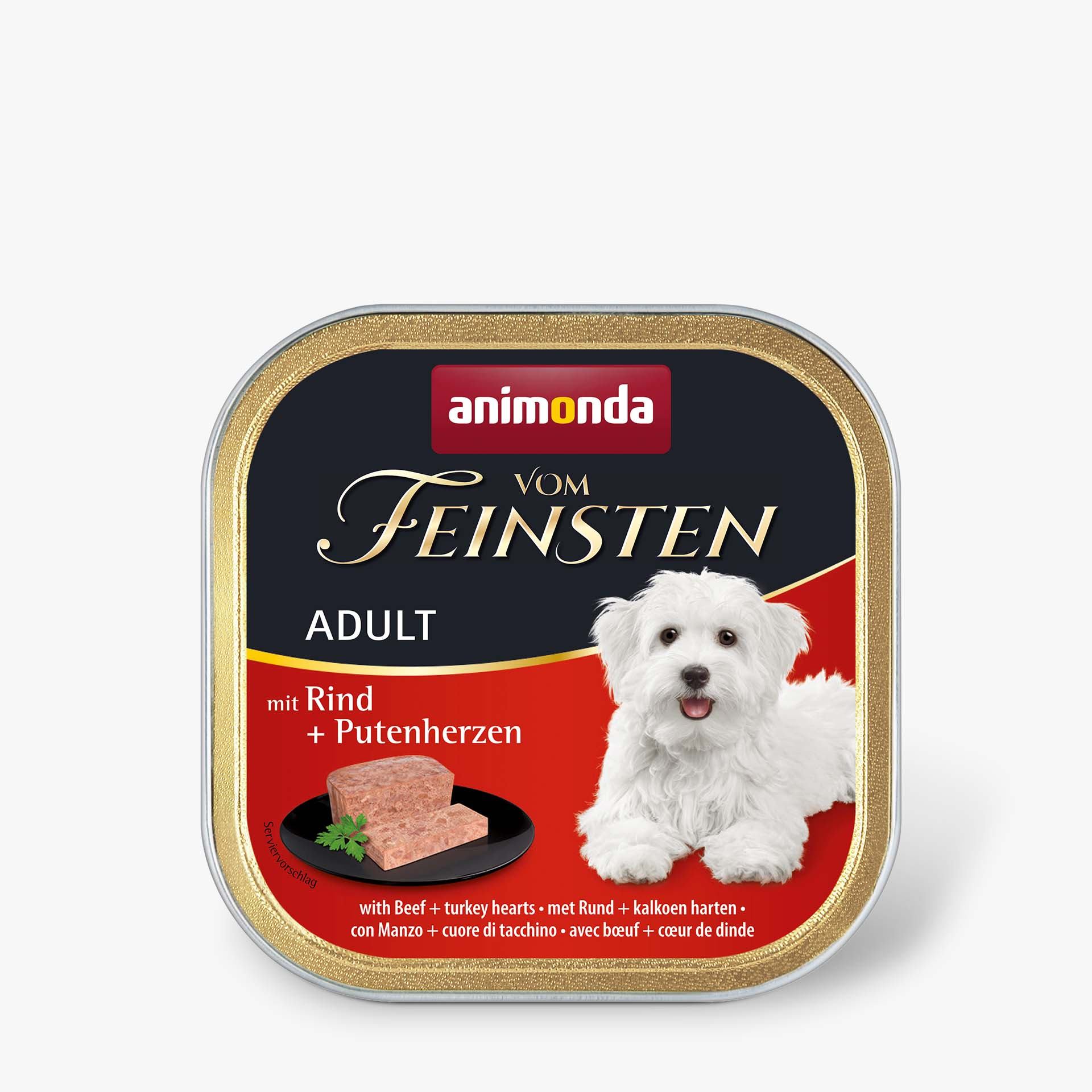 Animonda Vom Feinsten для дорослих собак, з яловичиною та індичачими серцями 150 г