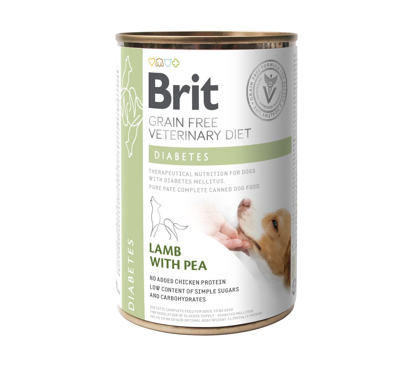 Brit GF VetDiet Diabetes для собак, із цукровим діабетом, з ягням та горошком 400 г