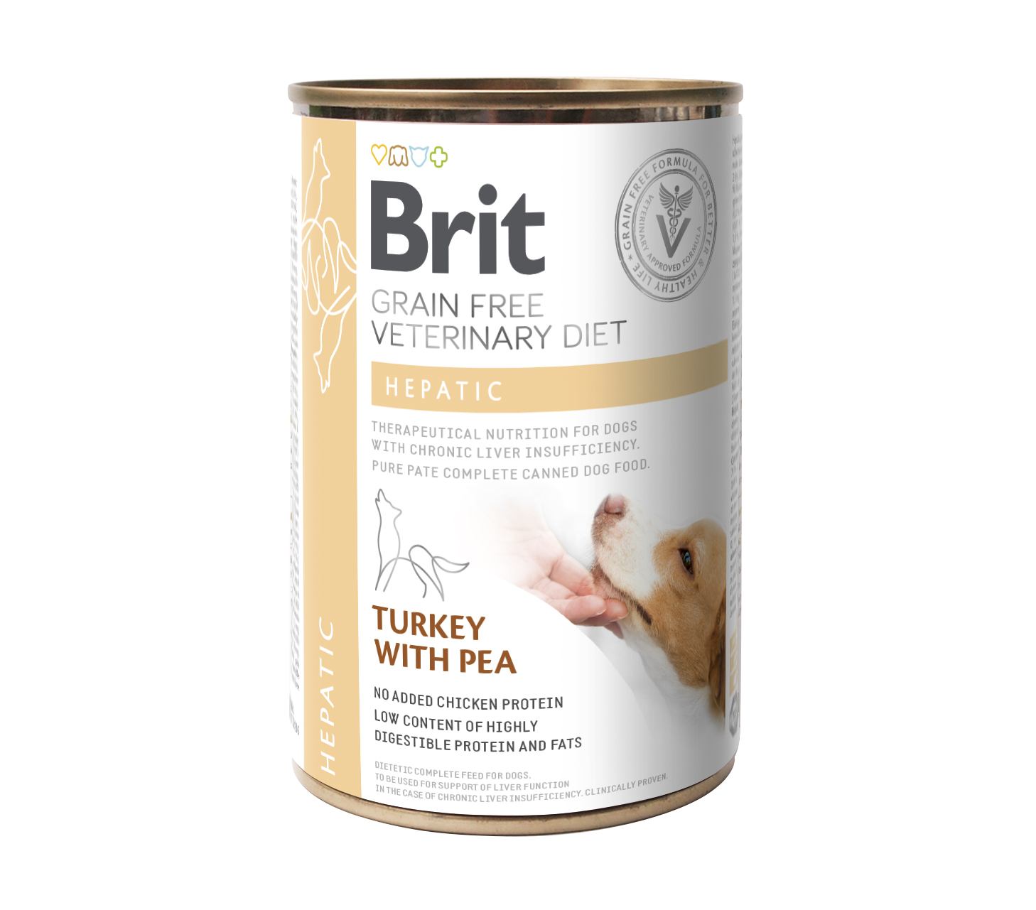 Brit GF VetDiet Hepatic для собак, для підтримки роботи печінки, індичка та горошок 400 г