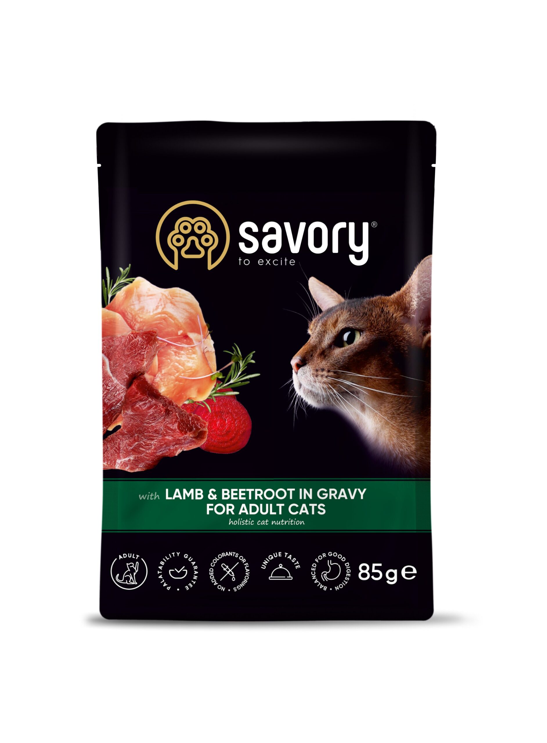 Savory для дорослих котів, ягня з буряком у соусі, пауч 85 г