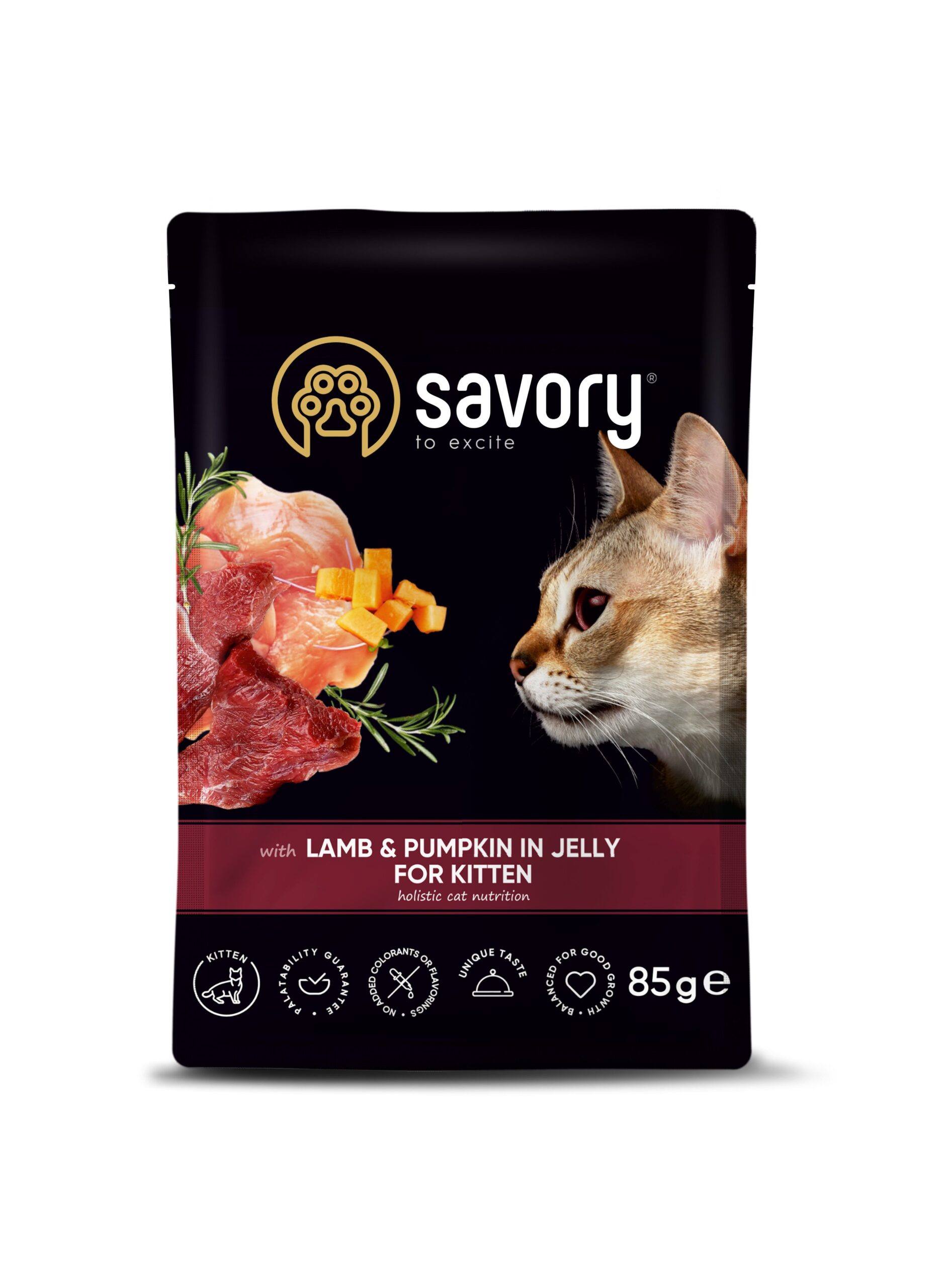 Savory для кошенят, ягня з гарбузом у желе, пауч 85 г