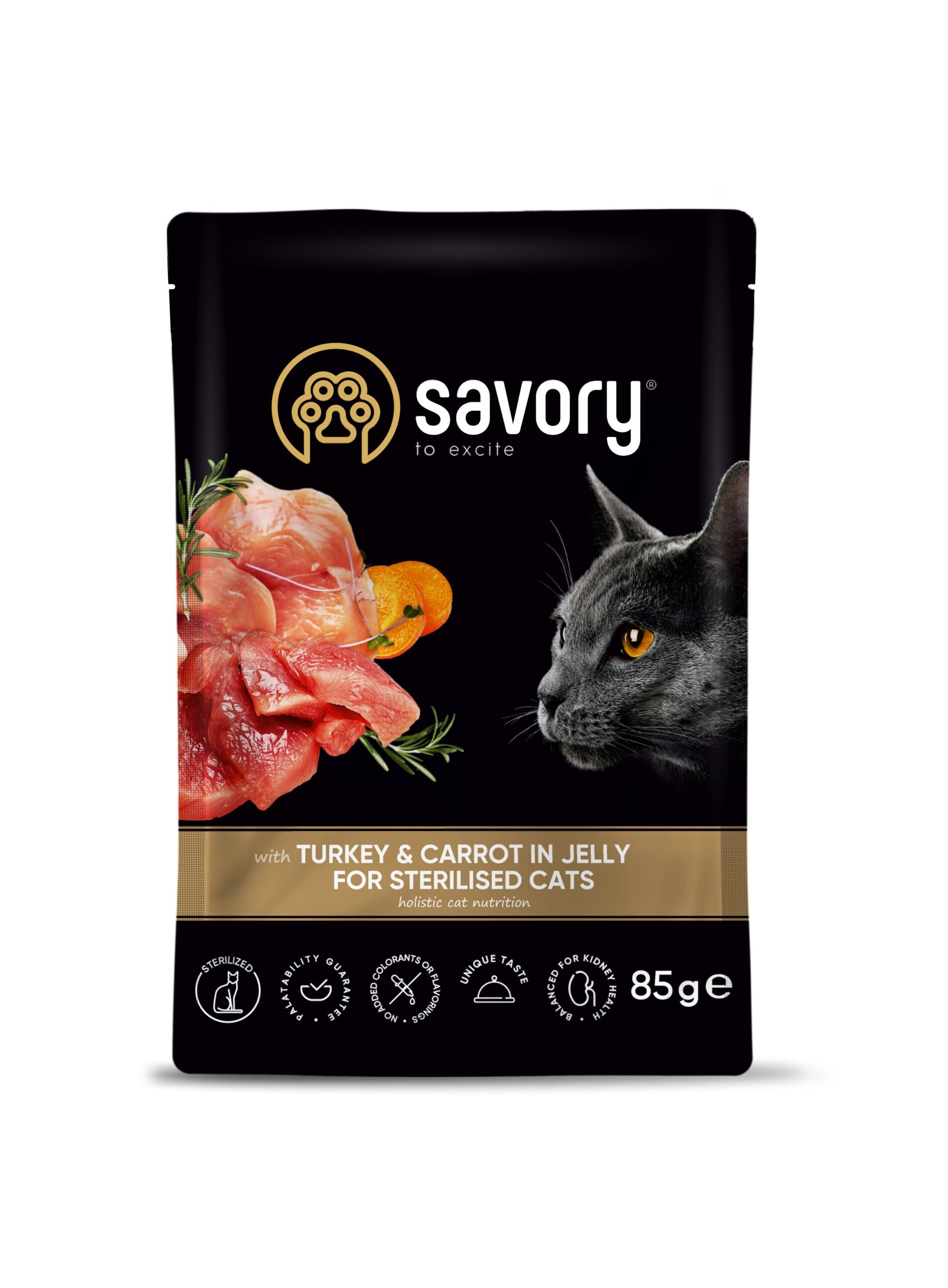 Savory для стерилізованих котів, індичка з морквою в желе, пауч 85 г