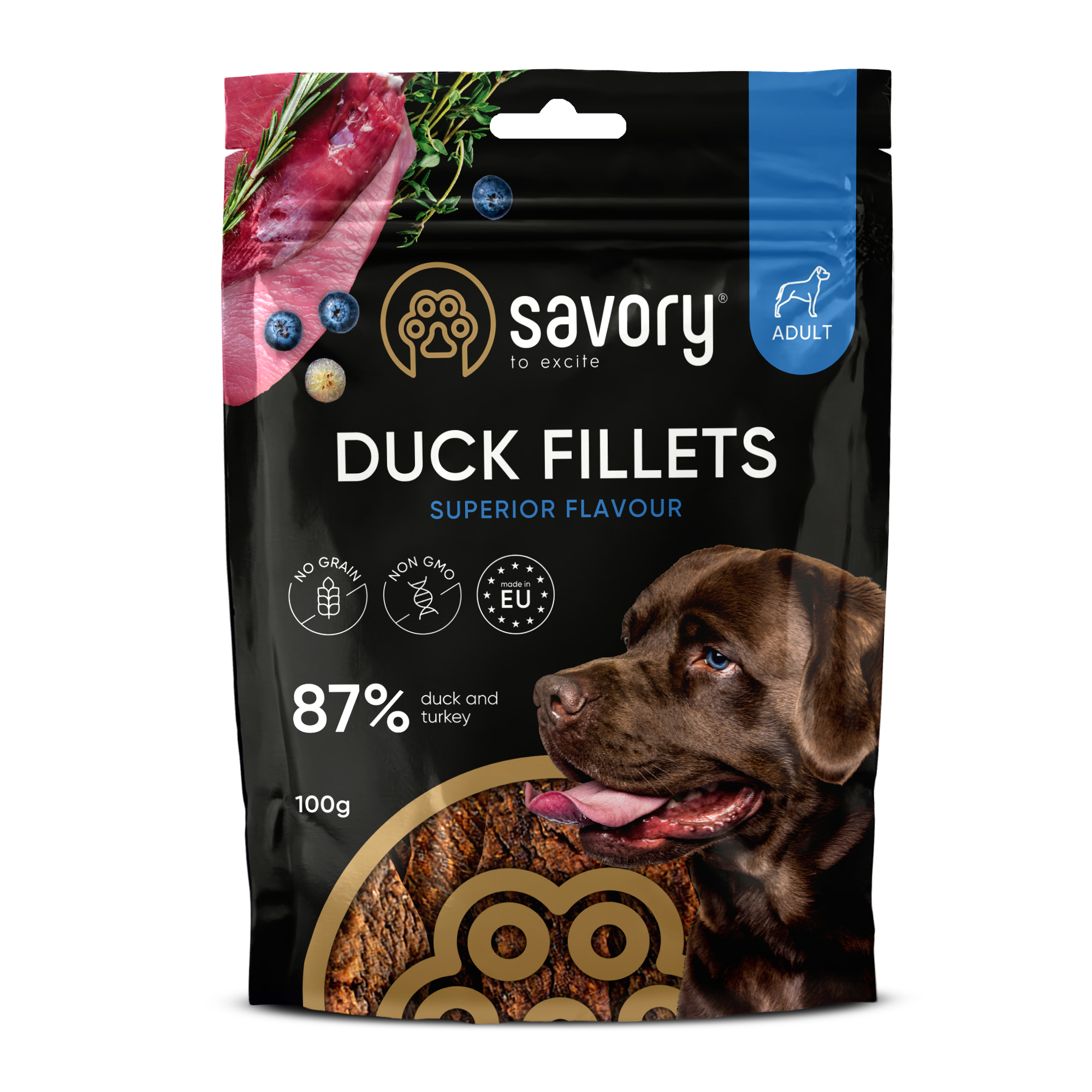 Джерки Savory Fillet Turkey With Duck, філе індички з качкою, 100 г