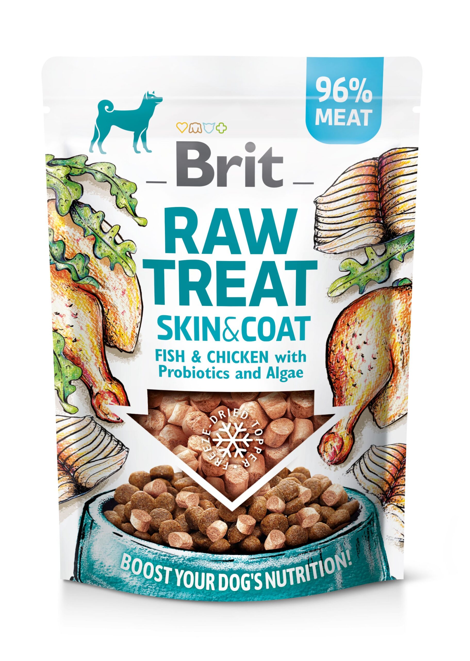 Brit Raw Treat freeze-dried Skin and Coat для шкіри та шерсті, риба і курка