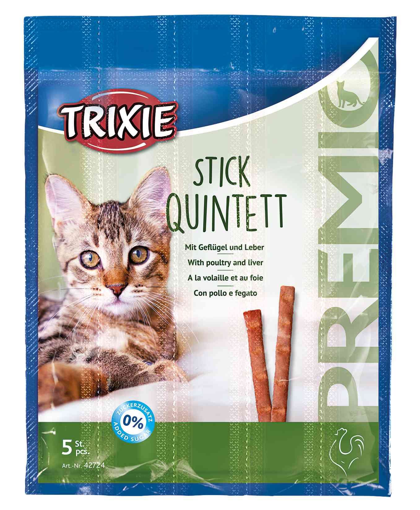Trixie Premio Stick Quintett для котів палички з домашньою птицею та печінкою