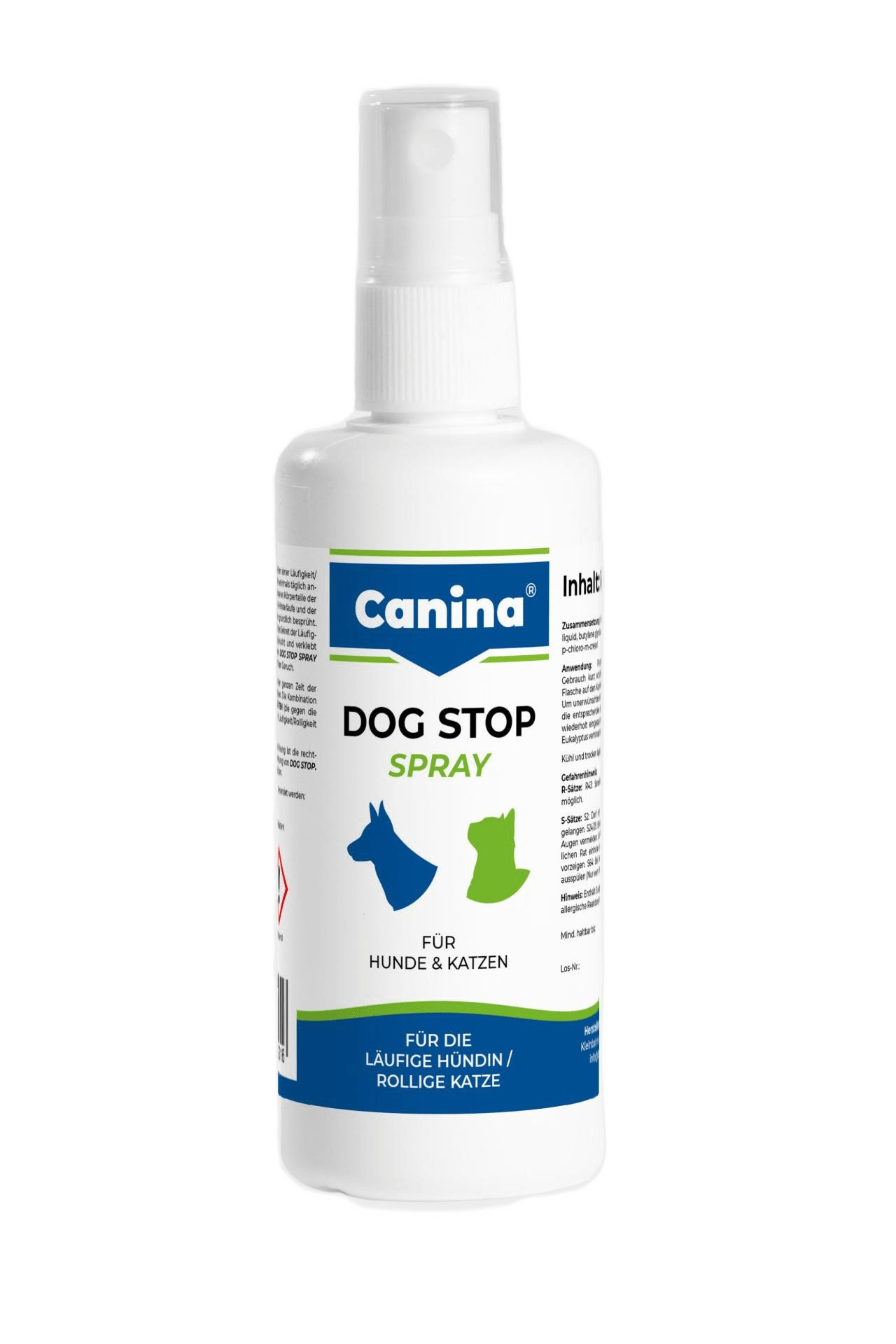 Гігієнічний засіб Canina Dog Stop Spray для собак і котів для заспокоєння спрей  при тічці сук 100 мл